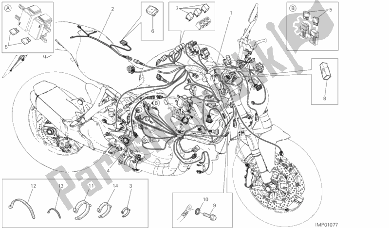 Todas as partes de Chicote De Fiação do Ducati Monster 821 Thailand 2020
